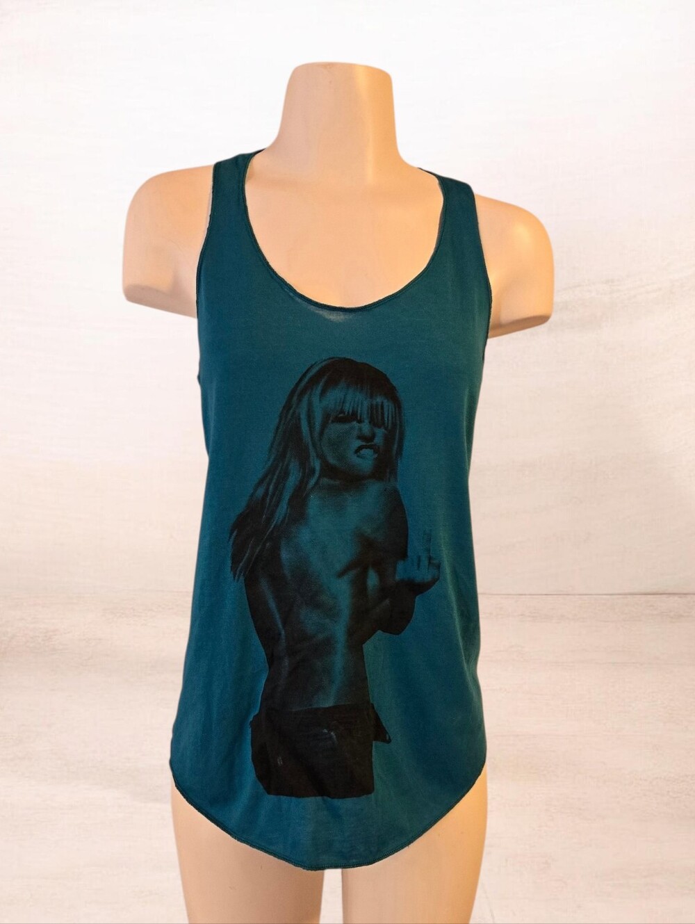 Bali Kiss Teal Graphic Racerback Tank Top 100% Cotton Mediumâ